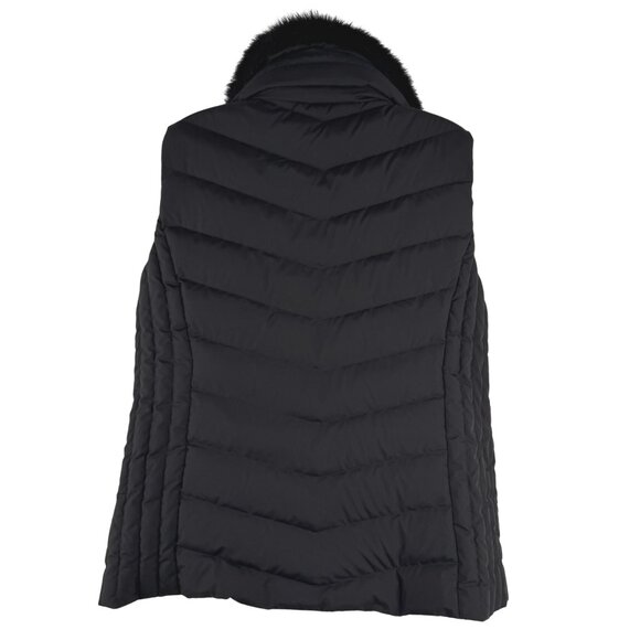 Talbots Puffer Down Vest Womens Large Black Faux Fur Full Zip Outdoor CJ-2103 - Picture 5 of 8
